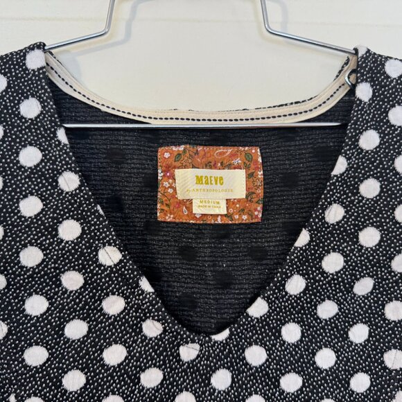 Anthropologie Maeve Black & White Polka Dot Jaquard Tank Top / Sleeveless - M - Picture 2 of 4